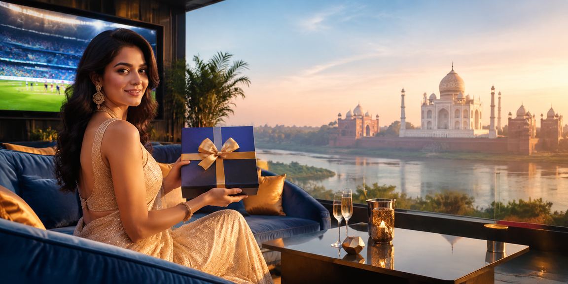Agra Taj Mahal with cricket and betting themes