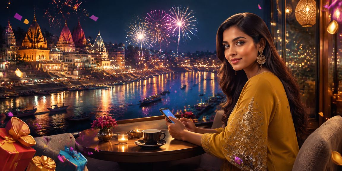 Varanasi riverside ghat and bright gaming ambience